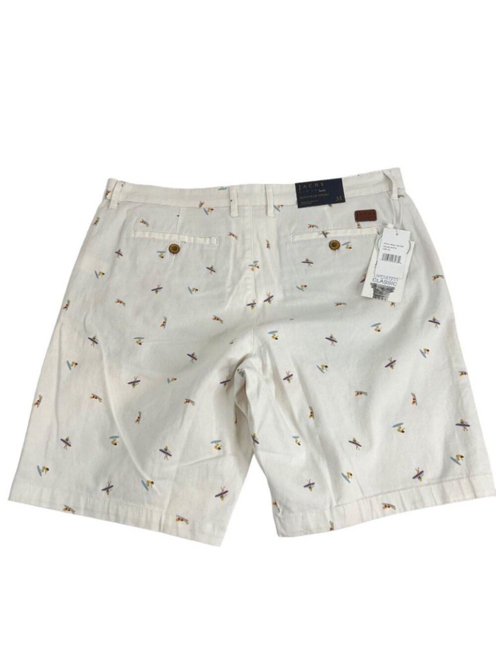 Jachs New York Chino Shorts Men's Sz 33 White Surfer Bleeker Fit Flat Frt $40Nwt - Picture 6 of 10